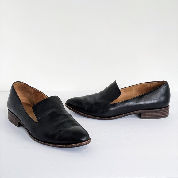 Madewell Shoes Orson Womens 10 Black Leather Loafers Flats Slip On Pointy Toe - Picture 1 of 15